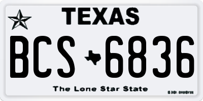 TX license plate BCS6836