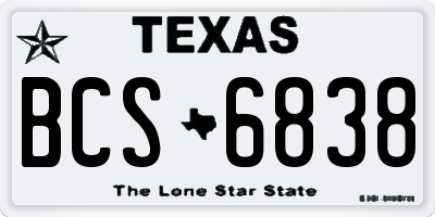 TX license plate BCS6838
