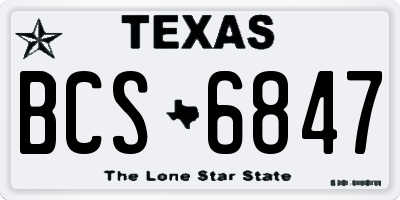 TX license plate BCS6847