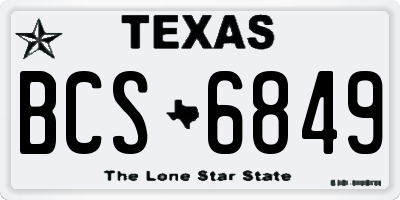 TX license plate BCS6849