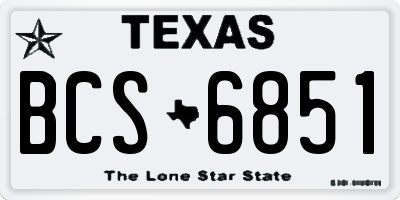 TX license plate BCS6851