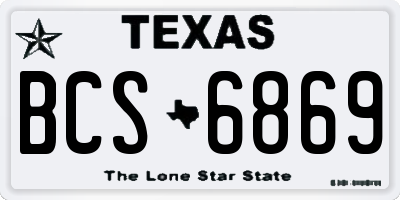 TX license plate BCS6869