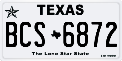 TX license plate BCS6872