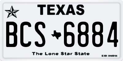 TX license plate BCS6884