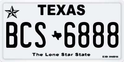 TX license plate BCS6888