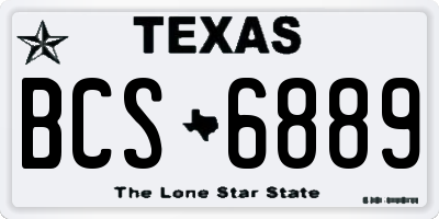 TX license plate BCS6889