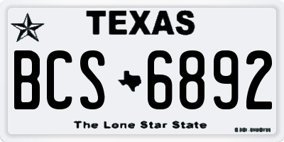 TX license plate BCS6892