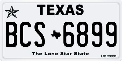 TX license plate BCS6899