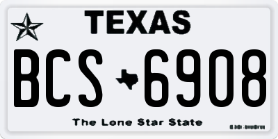 TX license plate BCS6908