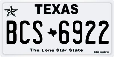 TX license plate BCS6922