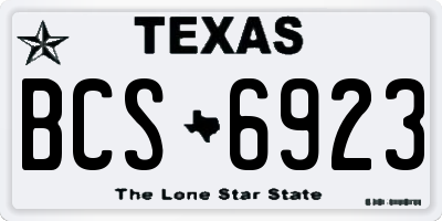 TX license plate BCS6923