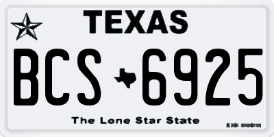 TX license plate BCS6925
