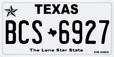 TX license plate BCS6927