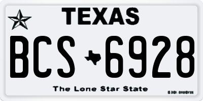 TX license plate BCS6928