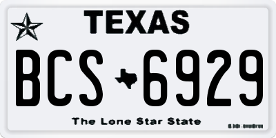 TX license plate BCS6929