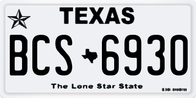 TX license plate BCS6930