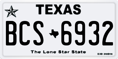 TX license plate BCS6932