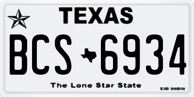 TX license plate BCS6934