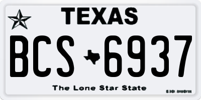 TX license plate BCS6937