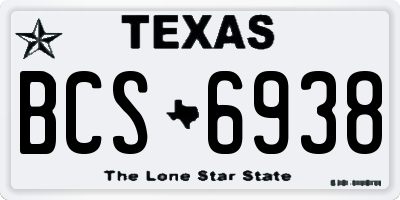 TX license plate BCS6938