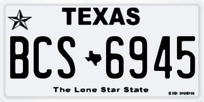 TX license plate BCS6945