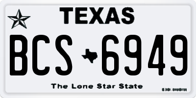 TX license plate BCS6949