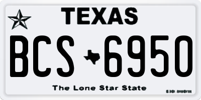 TX license plate BCS6950
