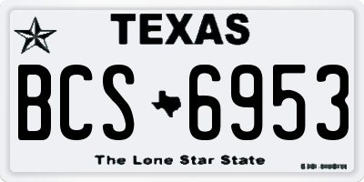 TX license plate BCS6953