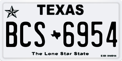 TX license plate BCS6954