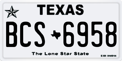 TX license plate BCS6958