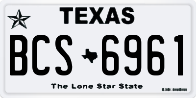 TX license plate BCS6961