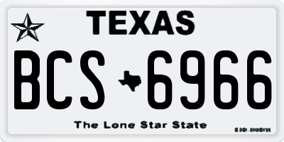 TX license plate BCS6966