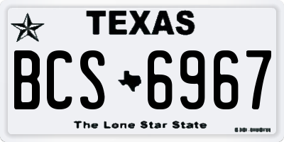 TX license plate BCS6967