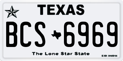 TX license plate BCS6969