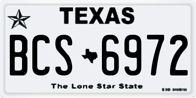 TX license plate BCS6972