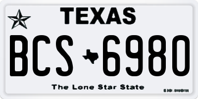 TX license plate BCS6980