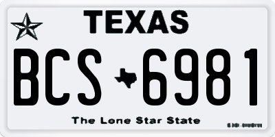 TX license plate BCS6981