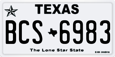 TX license plate BCS6983