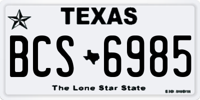 TX license plate BCS6985