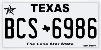TX license plate BCS6986