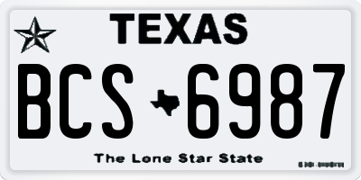 TX license plate BCS6987