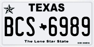 TX license plate BCS6989