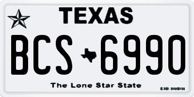TX license plate BCS6990