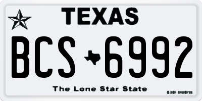 TX license plate BCS6992