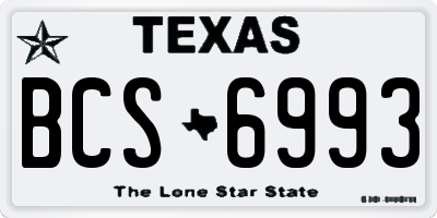 TX license plate BCS6993