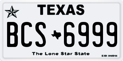 TX license plate BCS6999