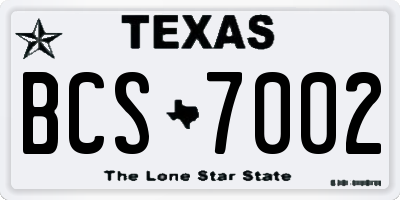 TX license plate BCS7002