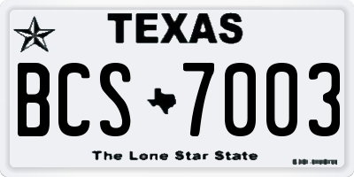 TX license plate BCS7003