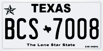 TX license plate BCS7008