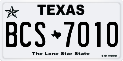 TX license plate BCS7010